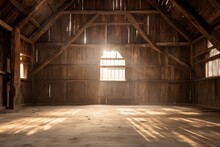 Indoor View Of An Old Wooden Barn