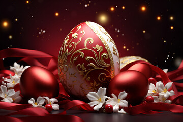 Wall Mural - red easter eggs