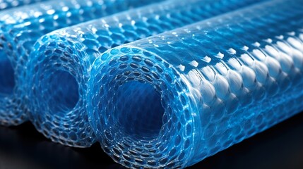 blue plastic pipes