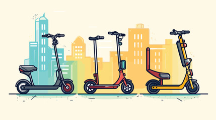 Wall Mural - alternative modes of transportation. Illustrate electric scooters, personal mobility devices