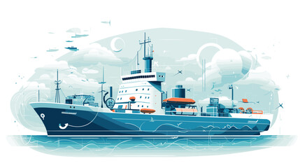 Wall Mural - maritime transportation with a vector scene featuring electric and autonomous ships. illustrate eco-