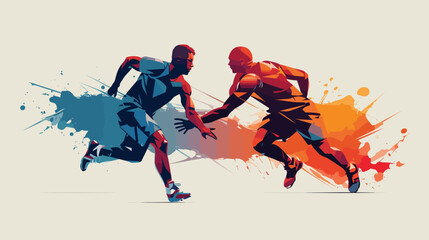 Wall Mural - resilience and sportsmanship in a vector art piece showcasing players overcoming challenges, display