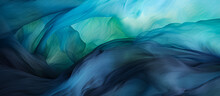 Abstract Silk Fog Background With Mystical Textures, Swirling Color Of Smoke, Aqua Mix Of Wind And Water, Mysterious Stormy Sky, Clouds, And Waves Of Blue, Teal Glowing Folds Backdrop By Vita
