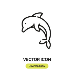 Fototapete - Dolphin icon vector. Linear-style sign for mobile concept and web design. Dolphin symbol illustration. Pixel vector graphics - Vector.