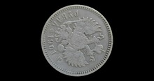 Reverse Of Russian Empire Coin 1 Rouble 1901 With Inscription Meaning RUBLE. Isolated In White Background.