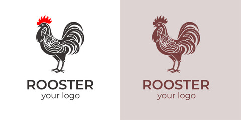 Vector rooster Chicken Cock Livestock farm icon symbol, Rooster silhouette Chicken logo vector illustration template logotype isolated on white background 