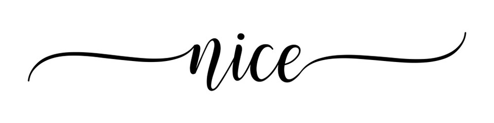 Nice – Calligraphy brush text banner with transparent background.