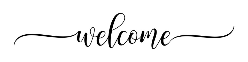 Wall Mural - Welcome – Calligraphy brush text banner with transparent background.