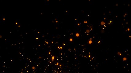 Wall Mural - seamless loop random flying fire sparks on black background.