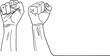 Line Art Vector Hand Fist Raised: Black History Month Symbolism, Social Justice Concept, Civil Rights Movement Representation, Equality Symbol, Activism Icon, Freedom Symbol, Protest Gesture