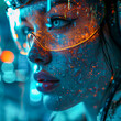 Cyberpunk women, close up portrait, future, cyborg, Generative AI