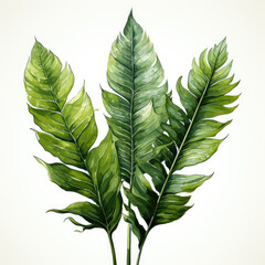  watercolor fern plant clipart, Generative Ai