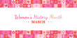 © _AsAnia_ - Women History Month Neo Geometric Pattern Background. Women’s History Month March Awareness Celebration. Abstract modern design. Social media post. Horizontal website header banner vector illustration