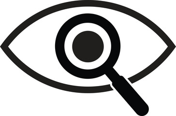 Magnifier with eye icon . Eye magnifier icon vector isolated on white background