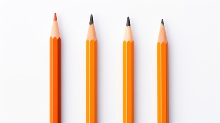 Sticker -  a group of three pencils sitting next to each other on top of a white table next to each other.