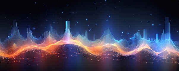 New age of Big data visualization. Stock market graph and bar chart price display. Data on live computer screen.  Abstract financial background trade colorful. Data flow concept