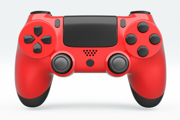 Poster - Realistic red video game joystick or gamepad on white background