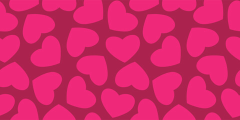 Wall Mural - Many hearts on red background. Seamless pattern for Valentine's Day