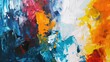 Abstract painting with bold brush strokes and a vivid color palette