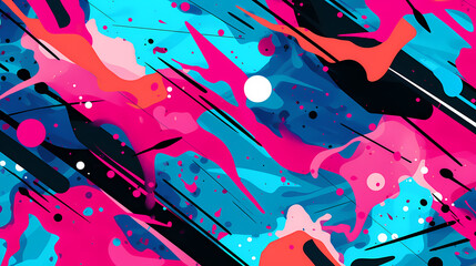 Wall Mural - Pink and blue graffiti pattern geometric shapes design poster background