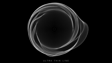 Wall Mural - distorted line spheres. vector thin line glitch geometry.