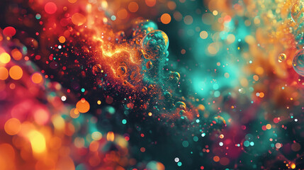 A vibrant, abstract background featuring a kaleidoscope of neon colors blending together in a fluid, dreamlike pattern, with subtle hints of glittering particles scattered throughout.