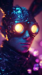 Wall Mural - a cyberpunk like character with weird glasses