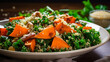 Quinoa and kale salad with roasted sweet potatoes. AI Generative