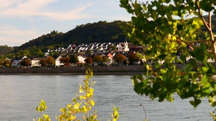 Wall Mural - historic bad salzig on the rhine river in germany video