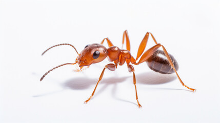 Wall Mural - red ant formica rufa on white background. Formica rufa or southern wood ant. AI Generative