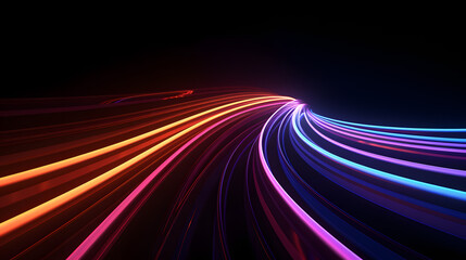 wallpaper of moving neon lines with high speed affect - cyberspace concept