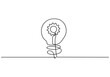 Light bulb with gears one line drawing