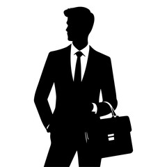 Sticker - business man pose vector silhouette, A Professional business man Various Pose silhouette