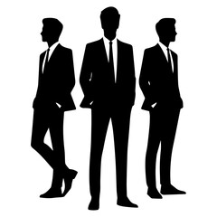 Sticker - business man pose vector silhouette, A Professional business man Various Pose silhouette