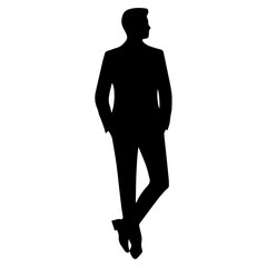 Sticker - business man pose vector silhouette, A Professional business man Various Pose silhouette