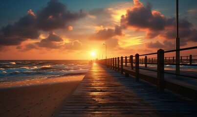 Wall Mural - sunset at the pier