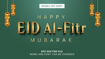 Eid mubarak 3d editable vector text effect. Islamic ramadan mubarak text style