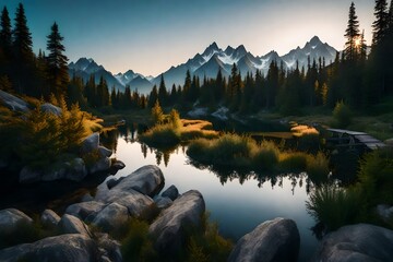 Wall Mural - View of the high mountains in the morning