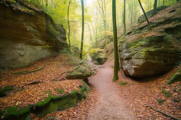 formations rock sandstone forest hiking Berdorf Echternach Luxembourg trail Mullerthal