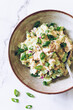 Healthy salad with selery, tuna, green onion and mayonnaise 