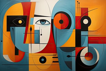 Fototapete - Bright, multicolored abstraction with combinable elements, background, Illustration for cover, interior design, AI generative.