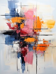 Fototapete - Bright, multicolored abstraction techniques using various methods, background, Illustration for cover, interior design, AI generative.