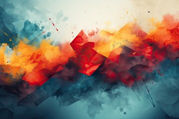 Fototapete - Bright, multicolored abstraction techniques using various methods, background, Illustration for cover, interior design, AI generative.