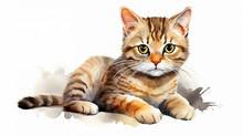 Watercolor Animal Collection, Art Cat. This Beautiful Cat Watercolor Illustration. AI Generative