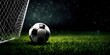 soccer ball in goal net,Soccer Magic. 3D Rendering with Stadium Lights.AI Generative 