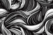 Seamless Vector Pattern with Wavy and Swirled Brush Strokes, Bold Curved Lines, and Squiggles. A Captivating Black and White Ornament for a Stylish and Modern Horizontal Banner or Wallpaper