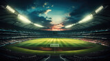Fototapeta Londyn - Cricket stadium with neon environment. Generative AI.