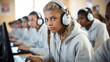 © visoot - Shot of students wearing headphones practicing with language software. Generative AI.