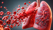 Medical Illustration of Red Blood Cells in Human Lungs - Erythrocytes Oxygenation and Respiratory Health. Oxygen Transport Visualization. AI Generative.