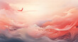 a festive chinese background with clouds, sun and doves flying over it